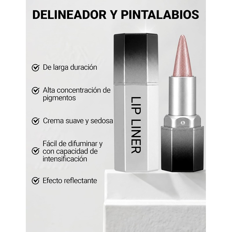 Erinde 2PCS Delineadores de Labios con Brillo, Fáciles de Aplicar,