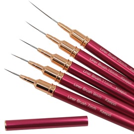 Keepzi French Tip Design Nail Polish Liner Brush, 5 Pack Thin Fine Line Gel Art Paint Brushes for Nails Detailing, Pinceles Para Decorar Uñas - Hot Pink (25/15/11/9/7Mm)