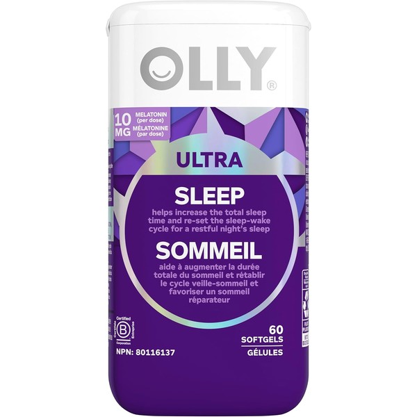 OLLY Ultra Strength Sleep Softgels, 10mg Melatonin, L-Theanine, Chamomile, Magnesium,
