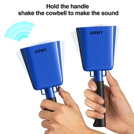 8’’ Steel Cow Bell, LEKATO Noise Makers Cowbell with Handle for Sport Events Cheering Hand Bell for Football Games,Party, Concert, Graduations, School, Farm Ranch (Blue)