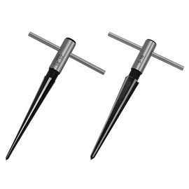 Namvo 2 Pieces Tapered Reamer with T-Handle, 6 Flutes Chamfer Bridge, Pin Hole, Hand Held Reamer, Sizes 1/8"-1/2" (3-13mm) and 5"-5/8" (5-16mm) Handle Drilling Tools