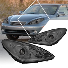 PM PERFORMOTOR Headlights Assembly Compatible with 2004 2005 2006 Lexus ES330 Projector Headlamps with Chrome Housing Smoked Lens 2Pcs