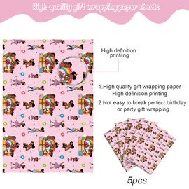 Fuyhiuous 4Pack Gracies Gift Wrapping Paper 20" x 30" Kraft Paper Wrapping Paper Sheets Pack for Kids Birthday, Party Storage Festive Decoratio (Grice)