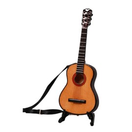 Amagogo 1/6 Scale Wooden Miniature Electric Guitar with Stand and Straps,Mini Musical Instrument Model Home Decoration - 18cm