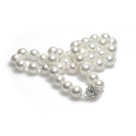 Schmuckwilli mk0017z Women's Shell Pearl Necklace, White Magnetic Closure, Real Shell, Silver Plated, White