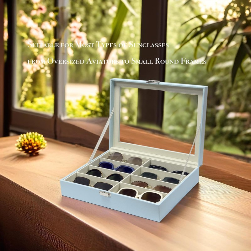 UnionPlus 8-Slots Sunglasses Case Organizer, Eyeglass Glasses Display Holder Collector,