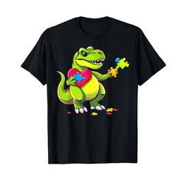 Toddler Trex Dinosaur Puzzle Heart Autism Awareness Boy Love T-Shirt