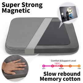 SINOSSO Velvet Magnetic Metal Stool Cushions Set of 4, Luxury Memroy Foam Comfortable Kitchen Cafe Stackable Bar Stool Seat Pads (Square, Gray, 4)