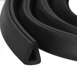 sourcing map sourcing map U Channel Edge Trim, 13.1ft Length Rubber Guard Seal Strip Edge Protector Flat Type Fit for 5mm Edge, (23/64" W x 7/16" H) Black