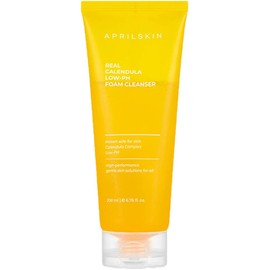 APRILSKIN Produto de limpeza em gel Calendula Low pH Vegano, sem crueldade Pele seca, sensível, propensa a acne Limpa profundamente suave com microbolhas micelares 200 ml Sem sulfatos e fragrância artificial