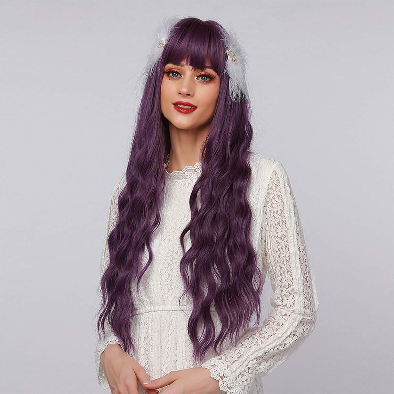 Peluca para mujer, peluca ondulada larga y rizada de color