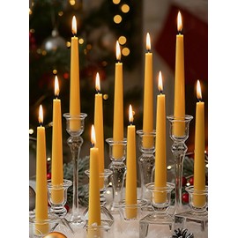 24 Pack Beeswax Taper Candles, 7 inch Dripless and Smokeless All Natural Beeswax Candles Sticks, 7 Hours Burning Time Meditation Candle, Nontoxic Unscented Bee Wax Candle for Home