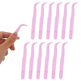 12stk Kunststoffpinzetten, 11,5cm Rutschfest mit Gebogener Spitze für Schmuckherstellung Basteln mit Kindern Backen Dekorieren und Reptilienfüttern (Lila)