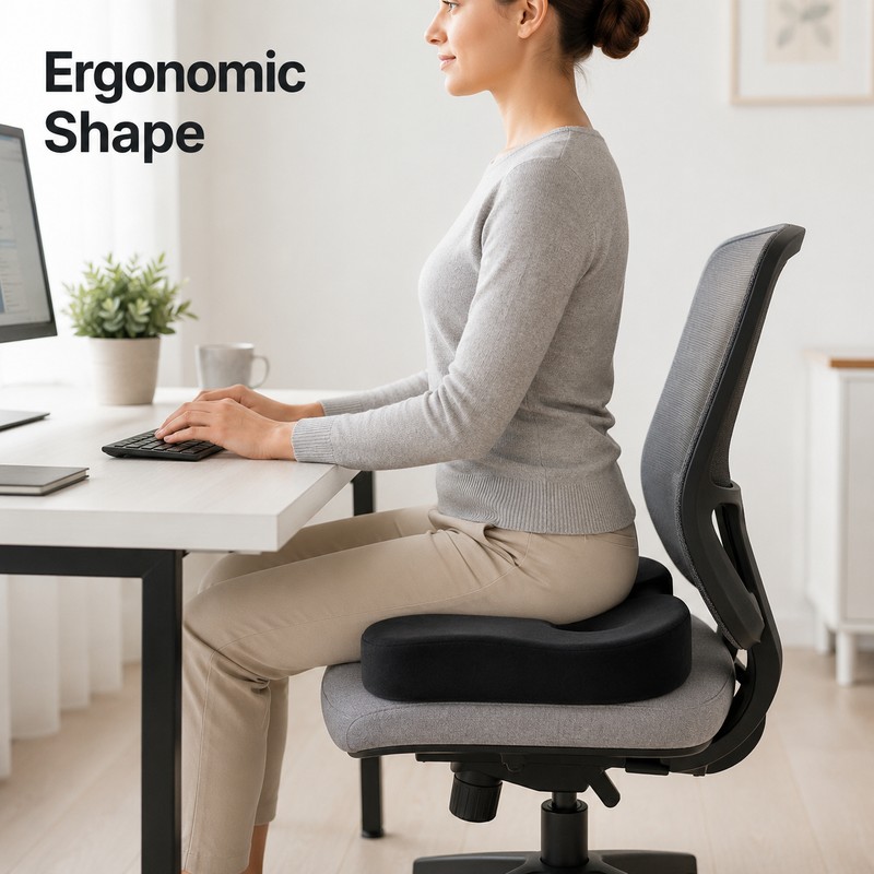 U-Shaped Memory Foam Seat Cushion – Non-Slip Coccyx & Hip