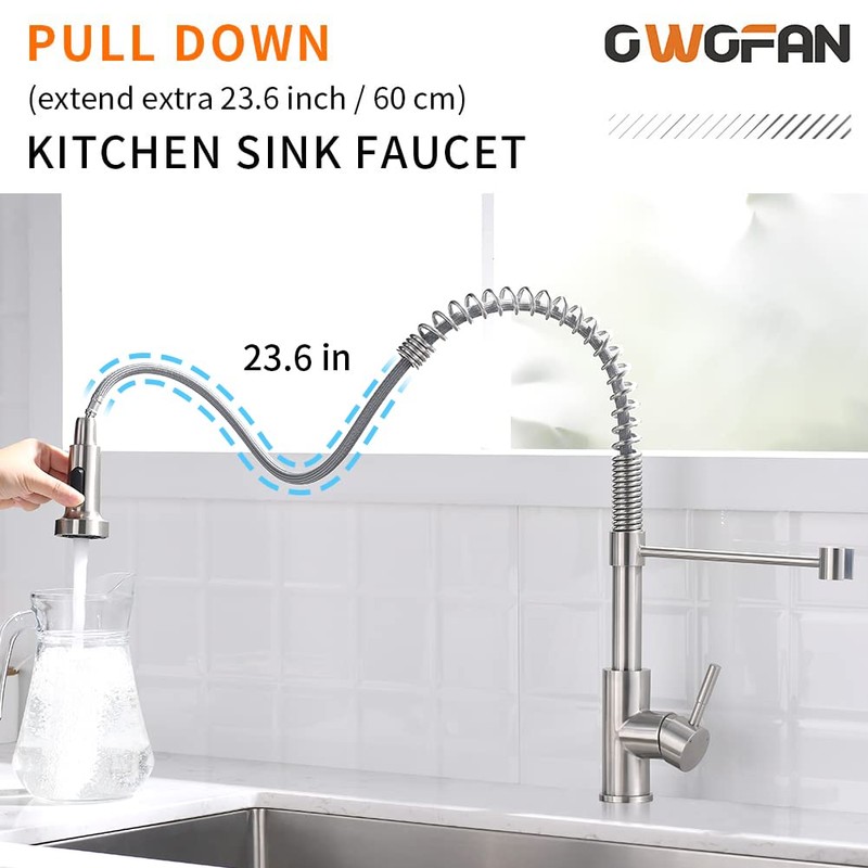 OWOFAN Kitchen Faucet Low Lead Commercial Solid Brass Single Handle