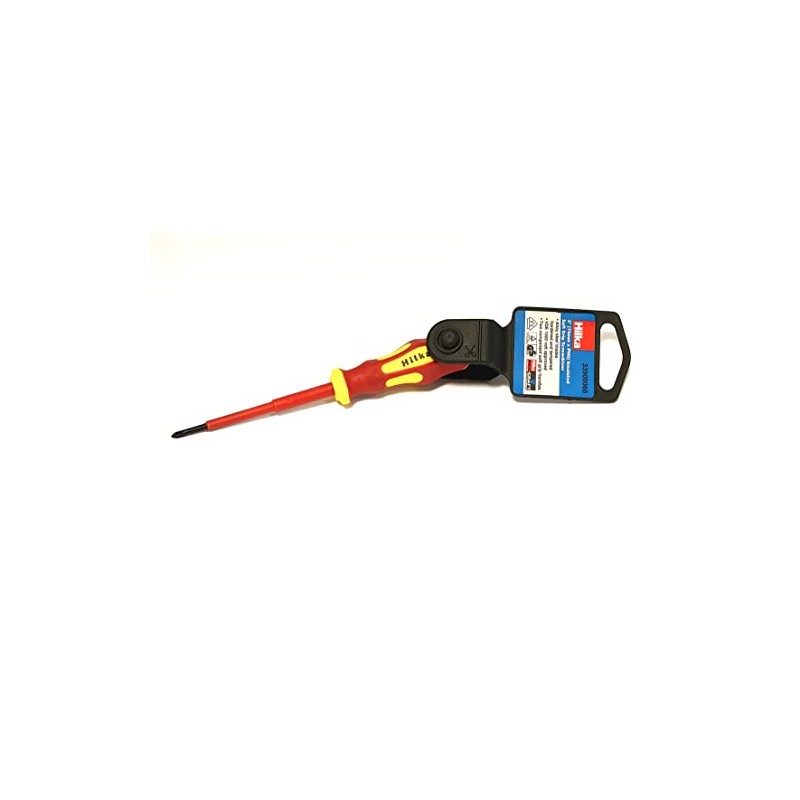 Hilka 33900060 60mm PH0 VDE Screwdriver Insulated, Red/Yellow