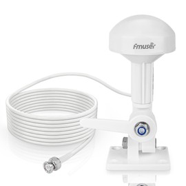FMUSER GS100 Marine GPS Antenna for Boat Ship Navigation with Adjustable Mount Bracket, 20ft BNC Male Pure Copper RG58 Cable, Includes TNC Adapter
