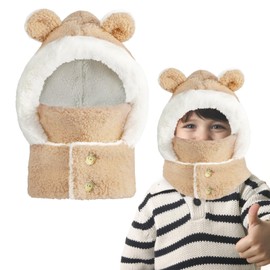 AYPOW Winter Kids Balaclva Hat, Thermal Fleece kids Hat with Detachable Face Mask Unisex, Warm Windproof Hooded Hat With Soft Plush Lining Earflap Cap Neck Warmer Snood for Outdoor Sports Boy Girls