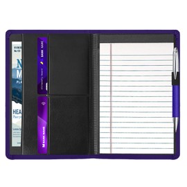 Gorbado A5 Padfolio Business Portfolio Folder,Junior Size Document Folder Organizer, Padfolio with Interior Pocket and Pen Loop, 5 x 8 Writing Pad Included, Dark Purple