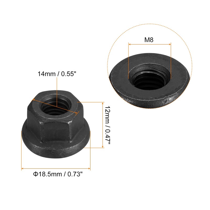 QUARKZMAN M8 Flange Hex Lock Nuts Grade 10.9 Carbon Steel
