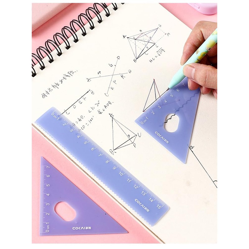 Jelly Color, 4-Piece Triangle Ruler, Triangular Funnel Set, Mathematical Geometric