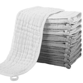 Yoofoss Muslin Cloths Pack of 10 Muslin Nappies Burp Cloths 100% Cotton 27 x 50 cm Fabric Nappies 6-Layer Absorbent Washcloths Folding Nappies for Baby Newborn Colour Gradient Grey