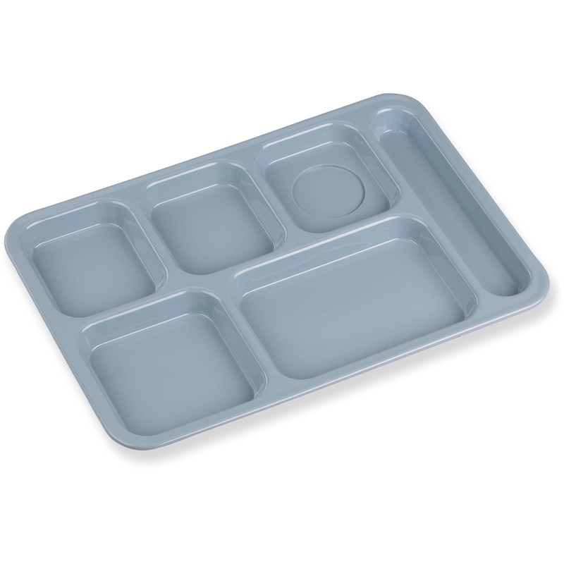 Carlisle FoodService Products Right-Hand 6-Compartment Tray, 10" x 14", Slate