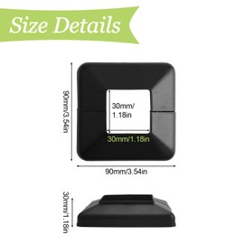 UFURMATE Post Base Cover, Pack of 6, 30 x 30 mm, Plastic Post Base Cover, Decorative Split Post Skirt Cover, Square Railing, Base Cover for Stair Handrail, Fence (Black)