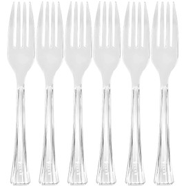 Lillian Tablesettings 48 Count Premium Plastic Fork, Clear