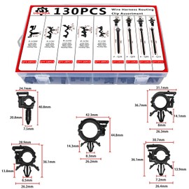 Car Wire Loom Clips 130PCS Car Automotive Harness Routing Clips Assortment Kits 9 Different Sizes Wire Loom Clips 40PCS Releasable Nylon Push Mounts Tie Wraps for Honda GM Mazda Jeep Wrangler Ford