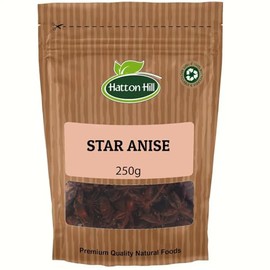 Star Anise Whole 250g by Hatton Hill | Aromatic, Sweet Spice for Asian Cuisine, Baked Goods, and Beverages