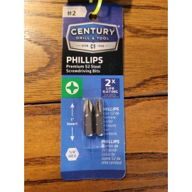 CENTURY #2 CENTURY 1" PHILLIPS BIT 2PK  #69102
