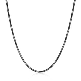 HZMAN 3.5mm Cuban Chain for Men Stainless Steel Men's Black Chain Diamond Cut Hip Hop Link Chains Necklace 16-30 Inch (22in)