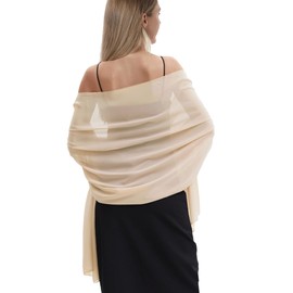 Hotshawl Chiffon Shawls and Wraps for Evening Dresses Women Elegant Soft Scarf Bridal Scarve Wedding Stole (Champagne(chiffon), One Size)