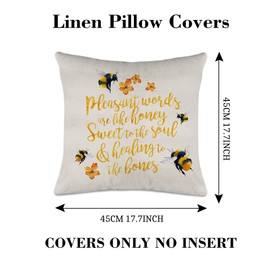Axmosto Bee Decor Cushion Cover, Inspirational Christian Proverbs Decor, Religious Gifts for Women, Home Decor Pillow Cover for Living Room Sofa Chair, 45_x 45_cm(axmosto-006)