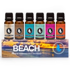 Eternal Essence Oils Eternal Essence Oils Beach Set of 6 Premium Fragrance Oils - Includes White Sand, Ocean Breeze, Honolulu Sun, Mermaid, Caribbean Escape, and Sun & Sand Scented Oils - 10ML