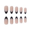 RikView Black French Tips Nails Almond Press on Nails Medium