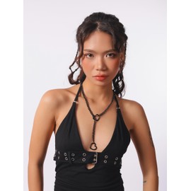 Sacina Black Heart Slip Chain Choker Necklace, Collar for Women, Gothic Necklace, Gothic Jewelry, Christmas Jewelry Gift for Women