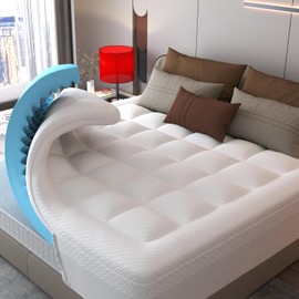 Mattress Topper Memory Foam Queen Size, 3 Inch Comfortable Double Mattress, 1 Inch Pillow Top Mattress Pad with Breathable Cover and 2 Inch Egg Crated Cooling Memory Foam Improve Sleep