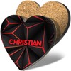 1 x Heart Coaster - Name Christian Gamer Black Red