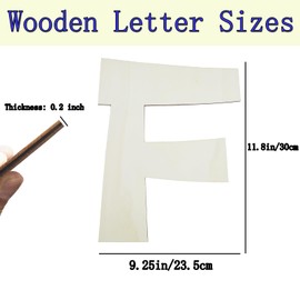12 Inch Unique Wooden Letters for Wall Decor, Unfinished Wooden Letters Thick 1/5 Inch Large Craft Wood Letter for Garden Signs, DIY Painting Christmas Wedding Hanging Decoration - Wooden Letter F