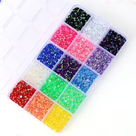Sunfairy Transparent 17500PCS Flatback Rhinestones 15 Mixed Color Flat Back Gems Round Shape Crystals Rhinestones for Crafts Nail Face Art Shoes Diamond Painting (4mm(11000PCS))
