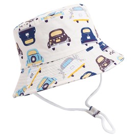 XYIYI Unisex Baby Toddler Sun Hat Children for 1-8 Years Boys Girls with Wide Brim, beige car