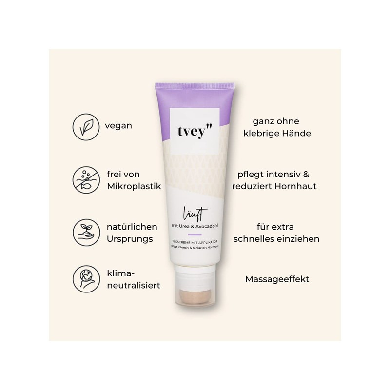 Foot cream with sponge applicator for use without sticky hands: