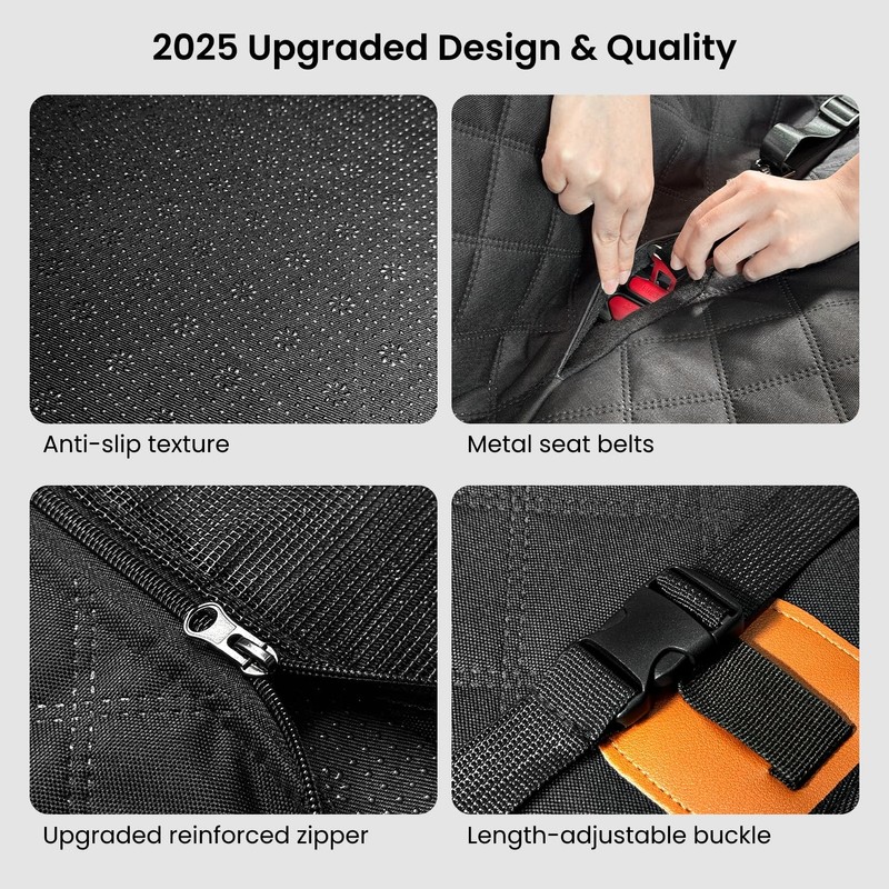REEVAA Dog Car Seat Cover for Back Seat, Hard Bottom