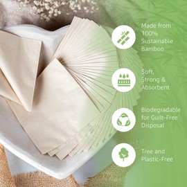 Jenvita 100% Bamboo Disposable Cocktail Napkins (50-Pack) | 2-Ply FSC Certified | Biodegradable Drink Napkins for Party, Home or Commercial Use | 4.5 x 4.5 Inch Folded | Ideal for Serving Drinks