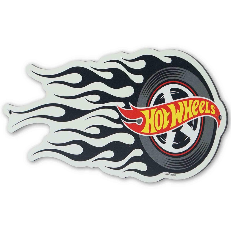 Hot Wheels Flaming Tire Metal Sign - Classic Hot Wheels
