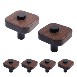 Antrader Walnut Wood Cabinet Knobs,6Pcs Wood Knobs Natural Wooden Dresser Drawer Knobs Kitchen Cabinet Pulls Handles
