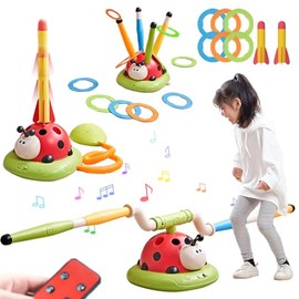 Juego de salto musical 3 en 1, lanzador de cohetes y lanzador de cohetes para niños, juguetes al aire libre con control remoto, juguete interior y exterior para niños de 4 a 8 años, juguetes para edades de 5 a 7 y 8 a 13 años, regalos de cumpleaños