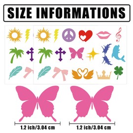 340pcs Tanning Sunbathing Stickers Self Adhesive Colorful Heart Lips Dolphin Butterfly Bow Sticker Tanning Bed Decals for Summer Beach Outdoor Indoor Salon Party Supplies